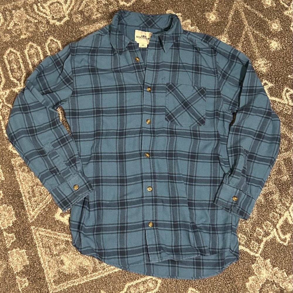 Northeast Outfitters Tartan Flannel Casual Button Up Shirt Men’s Size M Blue